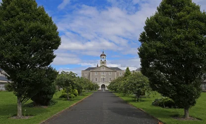 View up central pathway to the Trafalgar Block of the former Royal Naval Hospital, Plymouth